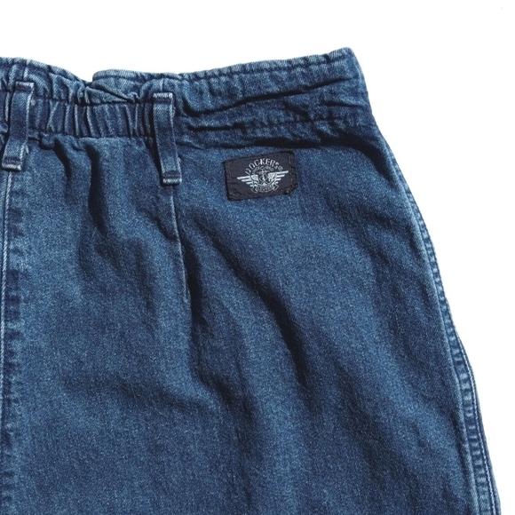 Dockers 90's Vintage Pleated Dark Wash High Rise Tapered Ankle Cut Mom Jeans 12 - Picture 13 of 14